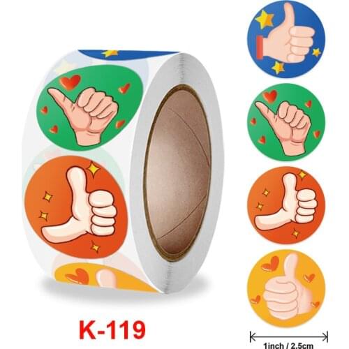 500pcs/roll Reward Sticker For Kids Cute Thumbs Up Pattern 4 Style Designs Child Sticker School Teacher Supplies