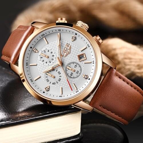 2020 LIGE Mens Watches Top Brand Luxury Leather Chronograph Male Waterproof Sport Date Quartz Watch Men Gift Relogio Masculino