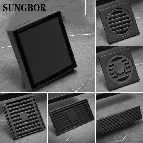 Black copper core deodorant invisible floor drain toilet toilet sewer tee washing machine floor drain bathroom shower