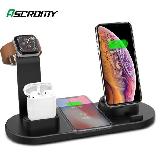 4 in 1 Wireless Charging Dock Station for Apple 5 3 Watch Airpods iPhone 11 Pro Max X XR XS 8 Plus SE2 SE 2020 Docking Charger
