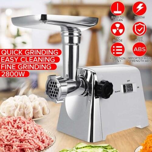 2800W Electric Meat Grinders Stainless Steel Home Sausage Stuffer Meat Mincer Heavy Duty Household Chopper Meat Grinder Mincer