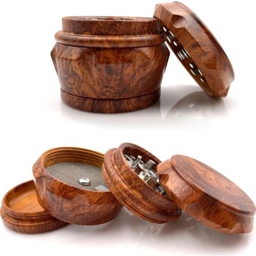 40mm Red Wooden Grain Resin Weed Grinder 4 Layers Machine Herb Grinder 1.57 inch Tobacco Smoke Crusher Hand Smoking Tools
