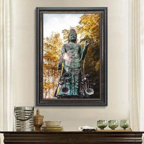 Zen stone buddha statue praying for peace Wall Art Canvas Painting modern Posters And Prints Wall Pictures For Living Room Decor