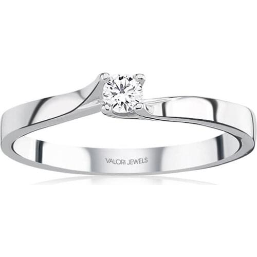 Valori Jewels 0.11 Carat, Zirconia White Round Gemstone, Rhodium Plated, Solitaire Ring