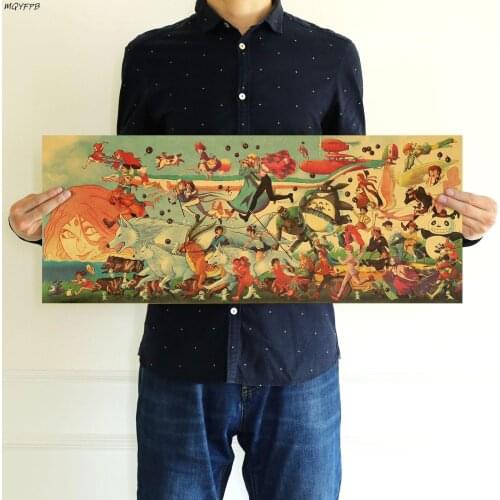 Japanese Animation Character Collection Kraft Paper Poster Home Room Wall Decoration Painting 70*27.5cm