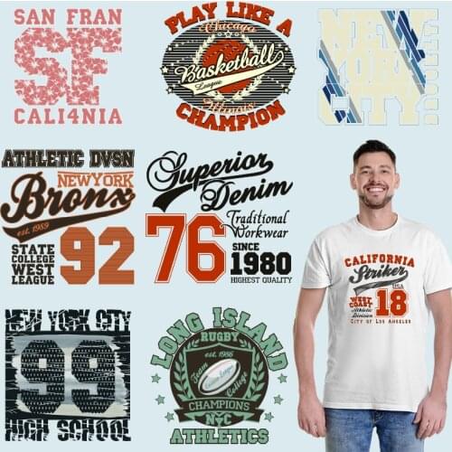 Fashion Words Numbers letters Stickers on Clothes Iron on patches DIY Appliques Manualidades diy craft Heat Transfer printing