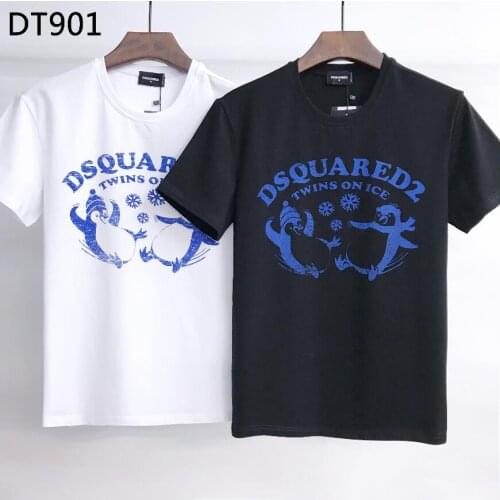 Summer Dsquared2-Penguin Print Black/White Short Sleeve T-Shirt Mens 2021 New Top DT901