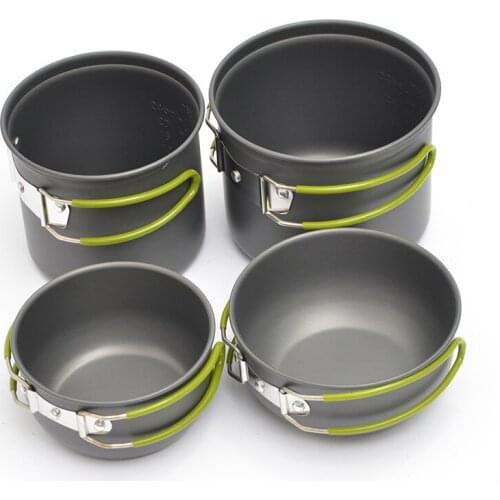 Outdoor Camping Cookware Utensils Super Light Tableware Set Hiking Picnic Backpacking Camping Tableware Pot Pan 2-3 Persons