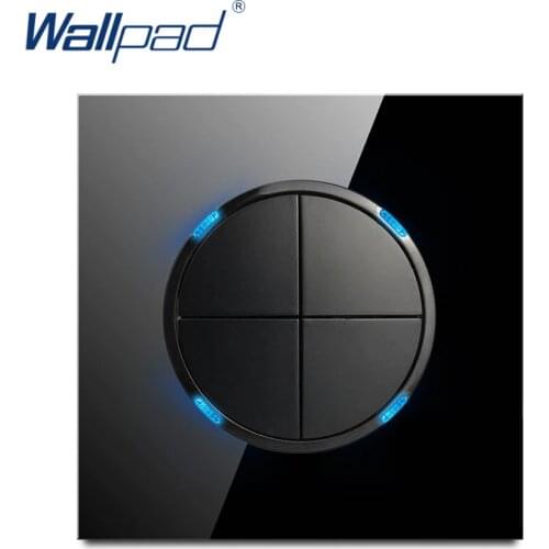 Wallpad 2019 New Arrival 4 Gang 1 Way Random Click Push Button Wall Light Switch With LED Indicator Crystal Glass Panel 16A