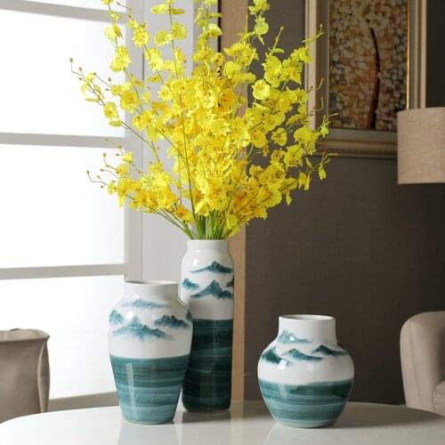 Tabletop Ceramics Vase Landscape Glaze Flower Container Chic Ornament Tabletop Vase Flower Pot Decor