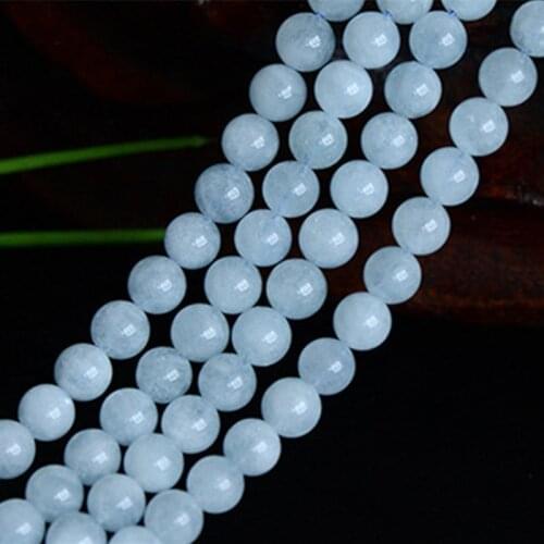 Joanlyn Grade A Natural Aquamarine Beads NOT Dyed 5.5mm 6mm 6.5mm 7mm 7.5mm 8mm Smooth Polished Round 15 Inch Strand AQ02