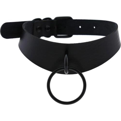 2020 New Gothic Punk Harajaku Choker Collar Necklace Women Egirl Black Metal Round Leather Neck Necklaces Rave Emo Bar Jewelry