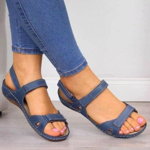 New 2020 Women Sandals Soft Three Color Stitching Ladies Sandals Comfortable Flat Sandals Open Toe Beach Shoes Woman Footwear