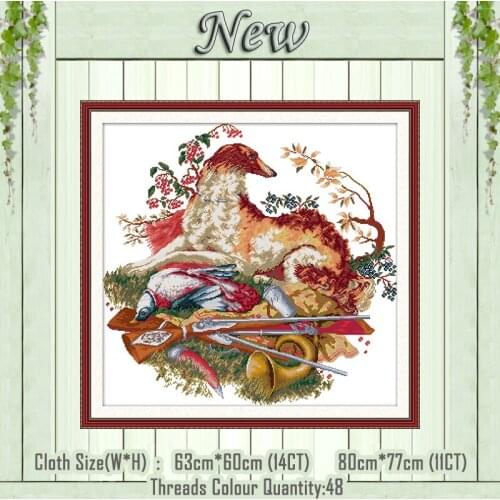 Hunting dog cartoon animal diy decor painting Counted print on canvas DMC 14CT 11CT Cross Stitch Needlework kits Embroidery Sets