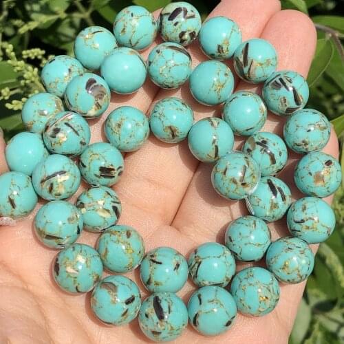 Lake Blue Shell Turquoises Howlite Stone Beads Round Loose Beads For Jewelry Making DIY Bracelet Accessories 4/6/8/10/12MM 15"