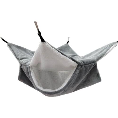 Plush Hamster Hammock Double-layer Thicken Warm Sleeping Bag Nest Hanging Cage House for Squirrel Ferret Rabbit Pet Bed