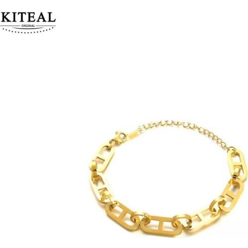 KITEAL Hot 2021 Gold Vermeil womens bracelets Simple personality hip-hop trend anchor fine fashion jewelry