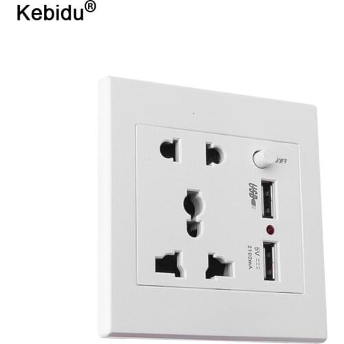 Kebidu Dual USB Power Socket Double USB Port Socket With EU Plug Home Wall Charger Adapter Socket Power Outlet Charging