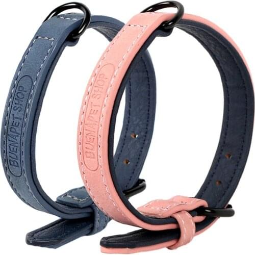S-XL Pet Dog Collars PU Adjustable Fashion Belt For Small Medium Large Big Dogs Puppy Classic Solid Pets Accessories Collar Pink