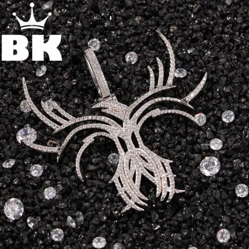 THE BLING KING Custom A reindeer with many horns Pandent CZ Pendant Necklace Hip Hop Full Iced Out Cubic Zirconia gold sliver CZ