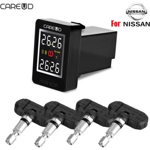 For NISSAN CAREUD U912 Auto Wireless TPMS Tire Pressure Monitoring System with 4 Sensors LCD Display Embedded Monitor
