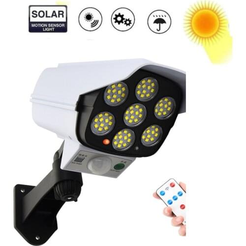 Remote Solar motion sensor LED Light Outdoor Lamp Simulation Monitoring Fake Camera Garden Decoration Street Light Searchlight