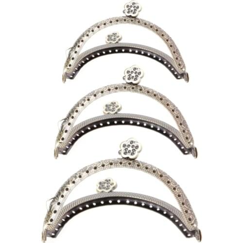 THINKTHENDO 8.5cm/10.5cm/12.5cm Retro Flower Metal Handle Handbag Frame Kiss Clasp For Handle Bag Purse Fashion Bag Accessory