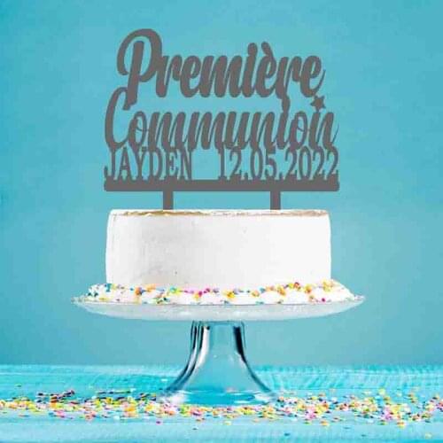 Customized Name Date French Premiere Communion Cake Topper For Kids First Holy Communion Party Cake Decoration Topper