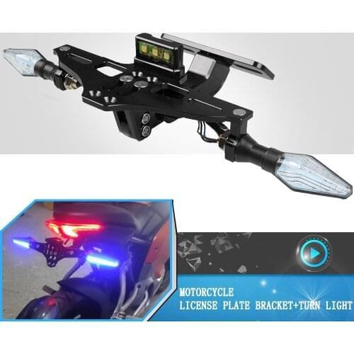 For KAWASAKI NINJA 400 Z1000 R1200GS R1250GS F850GS Motorcycle Universal Adjustable Tail Rear License Plate Holder And Led Light