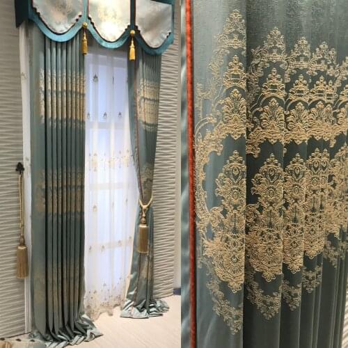 European-Style Chenille Embossed Curtain Custom Bedroom Living Room Embroidered Curtain Screen Finished Window Shade Cloth
