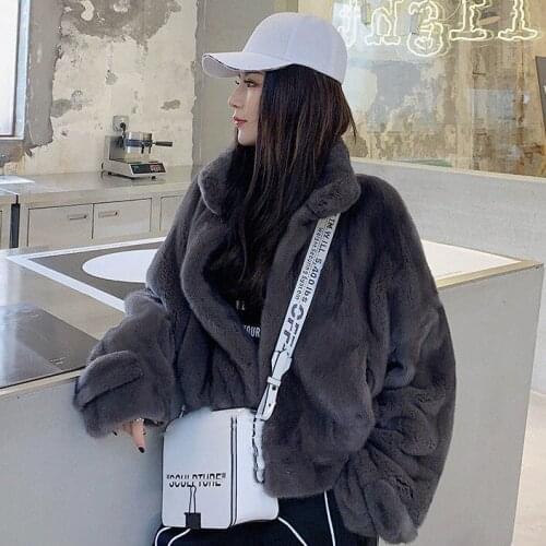 Herstory Jacket Women Faux Fur Coat Winter New Short Imitation Fur Ladies Veste Femme Streetwear Stand-Collar Faux Fur Coat