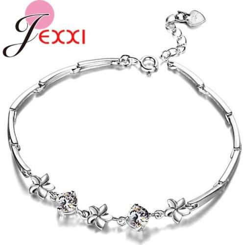 Elegant AAA Cubic Zirconia with Flower Bracelet 925 Sterling Silver Bracelets Jewelry for Women Engagement & Wedding