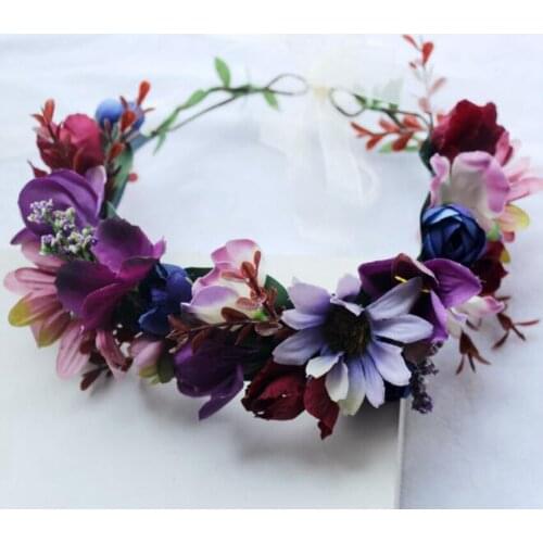 Trendy Woman Girls Flower Wreath Female Hair Band Garlands Headbands Women Bridal Wedding Party Garland Crown