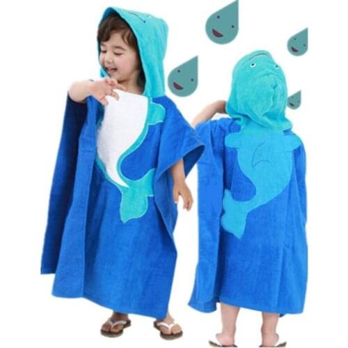 1PCS/Lot Hooded Baby Towel 100%cotton Terry dolphin Baby Towels with Hood boys and girls Size 60x120CM