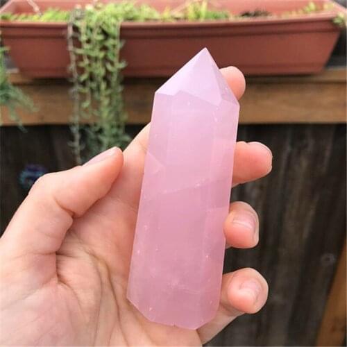 100% nice Natural Rose Quartz Crystal single Terminated Point Rock Crystal reiki Mineral Healing gemstone crystal wand wholesale