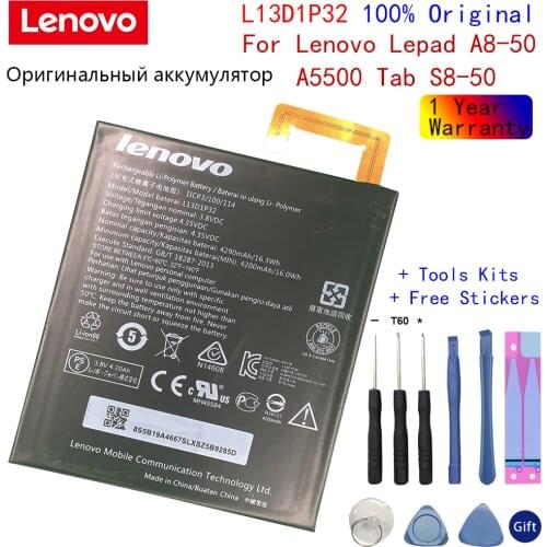100% original 3.8V 4290mAh L13D1P32 Battery for Lenovo Lepad A8-50 A5500 Tab S8-50 Batteries + Gift Tools