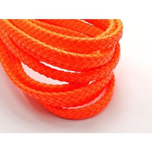 16.4 Feets Neon Red-Orange Flat Braided Synthetic Leather Cord 10X4mm