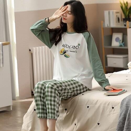 2020 pajamas womens autumn cotton long sleeve womens pajamas new autumn and winter trend home service home clothes