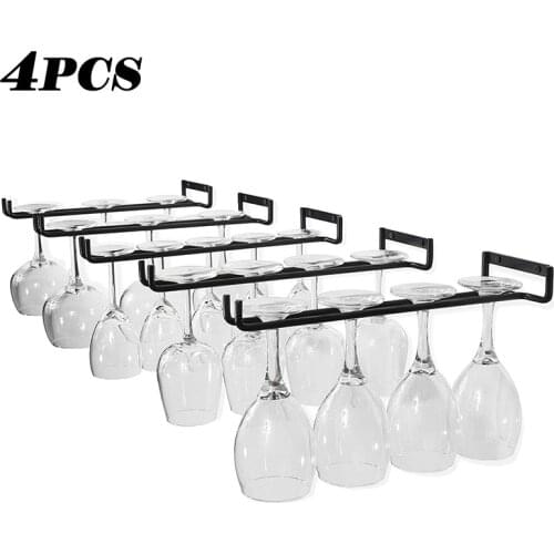 4Pcs/Set Wall-mounted Wine Glass Rack Household Bar Glass Cup Hanging Storage Shelf Goblet Holder