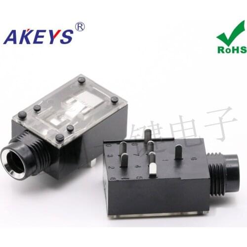 5PCS CK-106-7p white 6.35mm microphone headphone jack interface 7-pin plug silver plated white mouth transparent shell