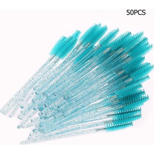 50pcs Luxury Crystal Eyelash Brushes Plastic Disposable Makeup Eyelash Brushes Mascara Wands Brush Applicator Set