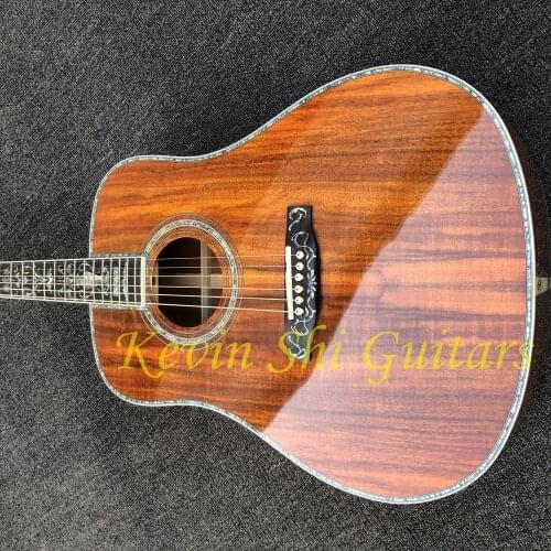 Koa acoustic guitar cutaway all abalone koa acoustic electric guitar KSG custom all koa wood acoustic guitar free shipping