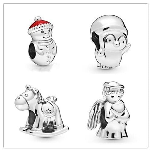 Authentic 925 Sterling Silver Charm Bruno The Unicorn Rocking Horse Charm Beads Fit Women pandora Bracelet & Necklace Jewelry