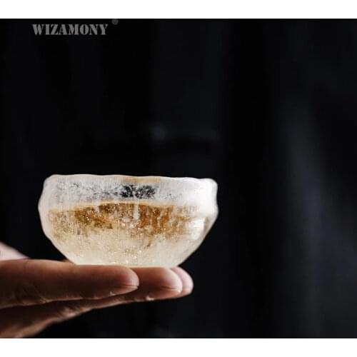 WIZAMONY Ice glaze Drinkware Tea Cup tea set tea bowl White colored glaze kung fu teacups Chinese Porcelain Celadon Hat Bowl