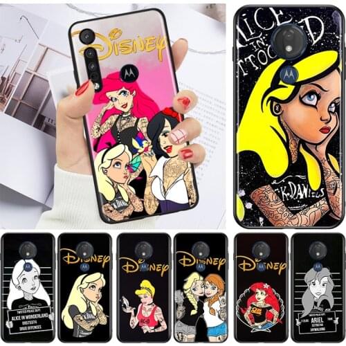 Punk princess disney for Motorola G9 G8 G E7 E6 One Play Marco Hyper Fusion Stylus Power Edge Plus Black Phone Case