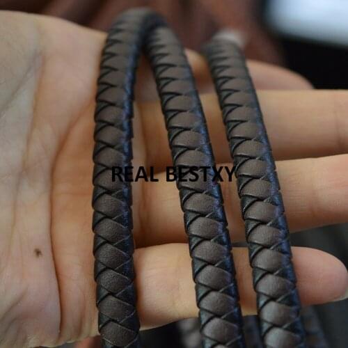 D080 5m/lot approx 8*5.2mm black brown braided wide leather cords for bracelets making leather strings strips thong cords diy