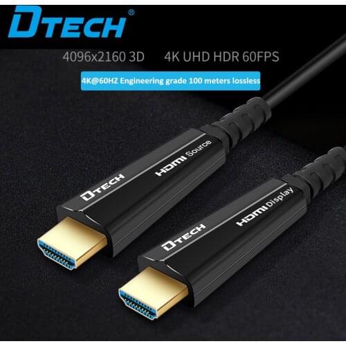 Dtech Hot Sale 15M Extension HDMI 2.0 YUV444 AOC Fiber Optic Hdmi Cable 4k For Computer