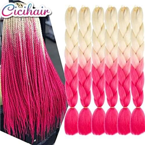 Jumbo Hair For Braid Ombre Braiding Hair Extensions Synthetic Jumbo Braids Blonde Pink Golden Hair 24inch 6packs 100G Wholesale