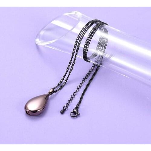 IJD9945 Coffee Gold Teardrop Stainless Steel Cremation Souvenir Pendant for Ashes Urn Keepsake Memorial Necklace Jewelry