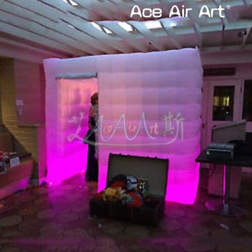 Customized led easter festival inflatable photo booth enclosure,photo cabinet event party cube foto tent with lights for wedding